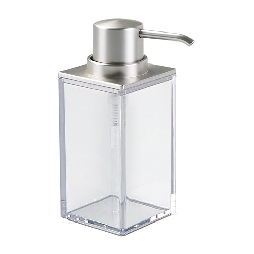 Idesign Soap Dispenser Pump, The Clarity Collection - 10Oz, 25 X 375 X 608A, Clear & Brushed Nickel